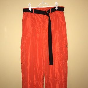 Orange cargo jogger pants